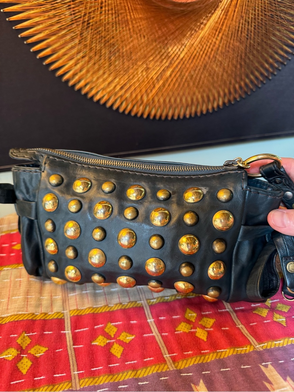 Gucci Hysteria Leather Studded Clutch Bag Blue/Black - Picture 10 of 16